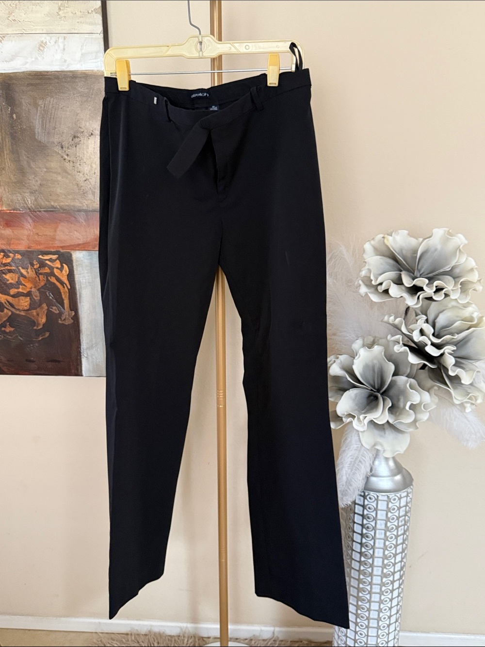 GAP Black Wide-Leg Pants with Waist Tie